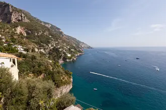 Cliffs and blue water along the Amalfi Coast