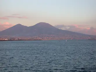 Mount Vesuvius over the Bay of Naples at sunset